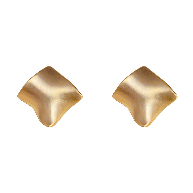 金屬菱形拉絲復古耳釘