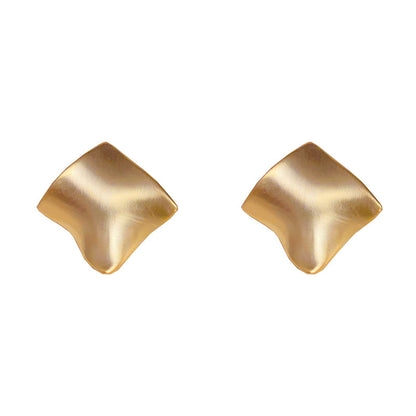 金屬菱形拉絲復古耳釘
