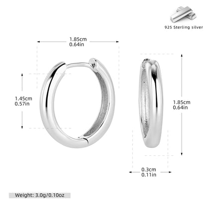 S925 耳環光面多尺寸圓形素圈耳扣耳飾經典百搭飾品