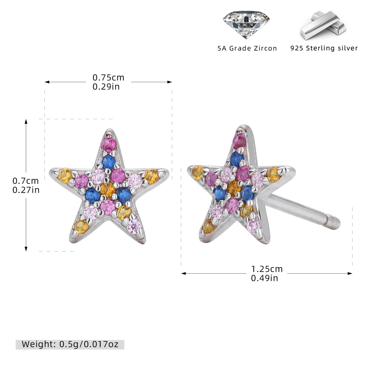 S925 新款耳釘時尚百搭鑲彩鋯耳飾輕奢個性小眾高級感飾品