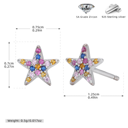 S925 新款耳釘時尚百搭鑲彩鋯耳飾輕奢個性小眾高級感飾品
