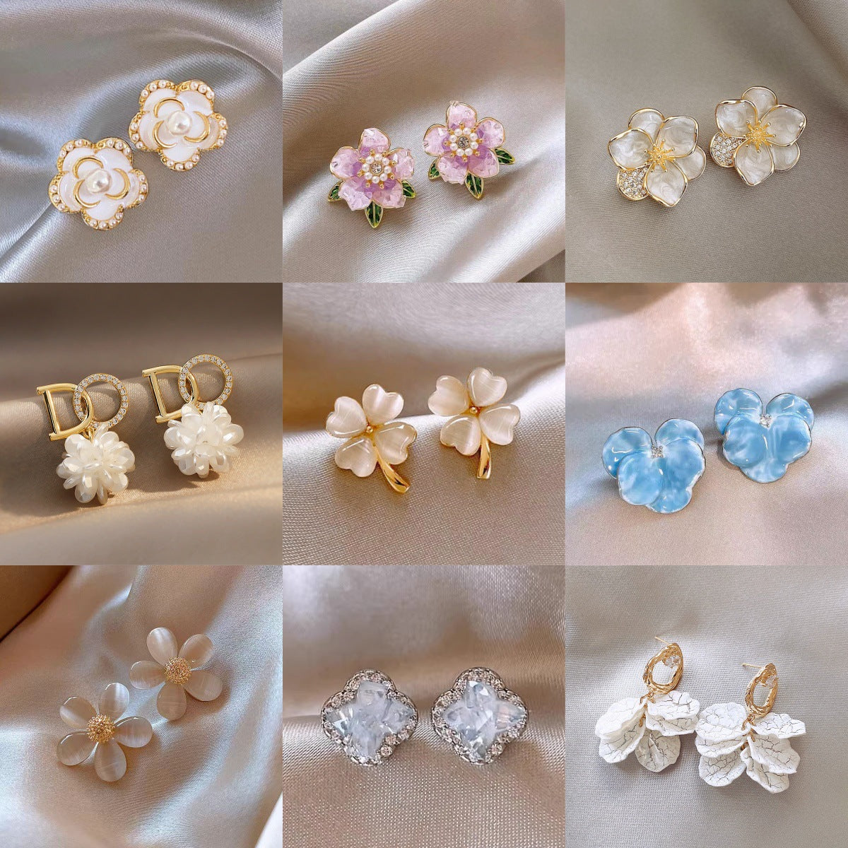 琺瑯珍珠花朵簡約耳釘－商品主圖｜https://igowo.tw/