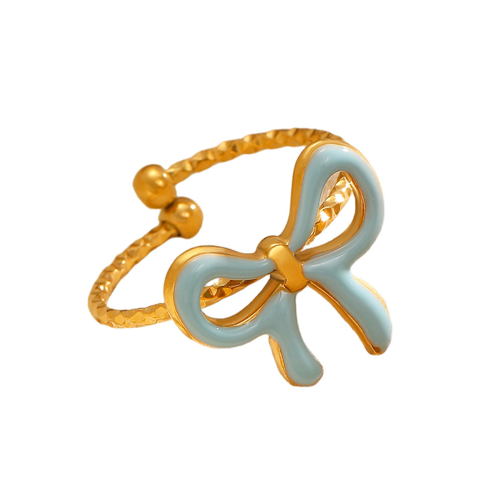 琺瑯蝴蝶結可調式戒指