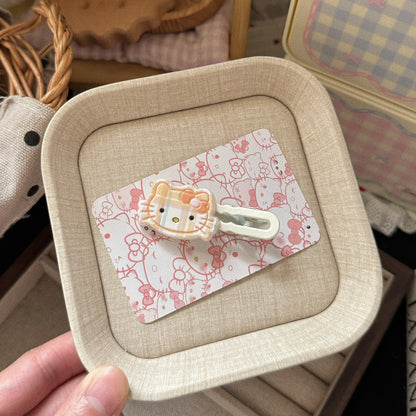 粉色貓咪波浪髮夾