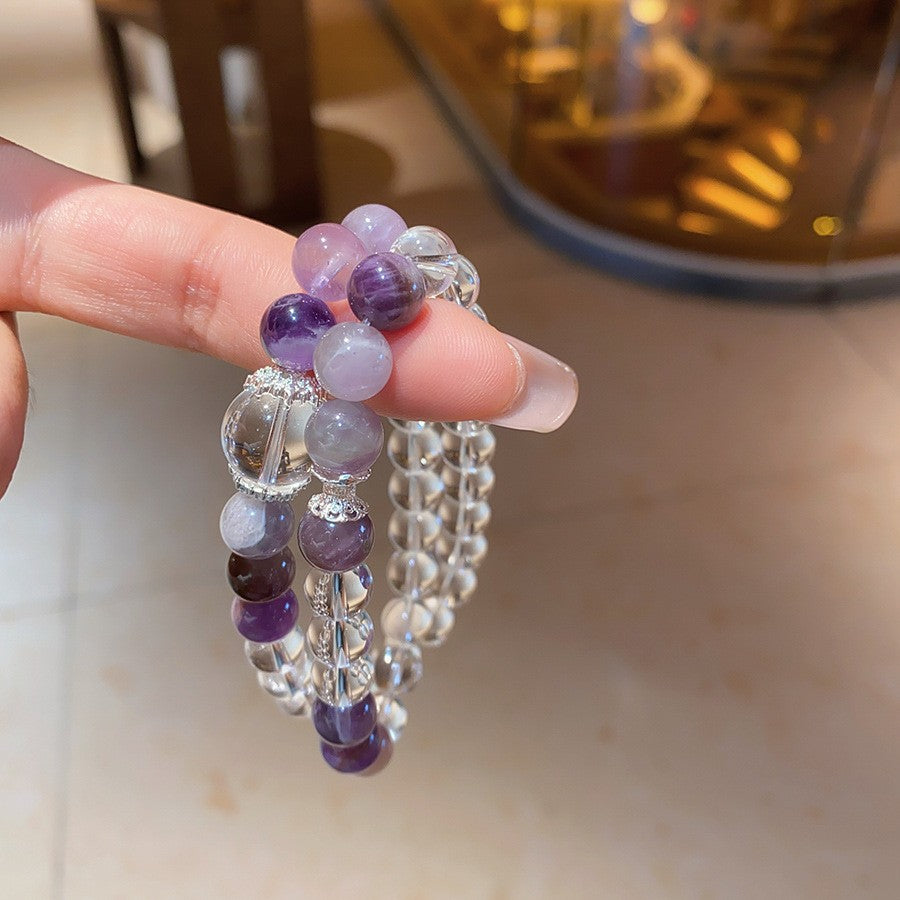 紫水晶蛇形纏繞串珠手鏈新中式復古百搭手串小眾氣質設計感手飾女