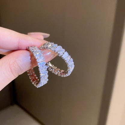 銀針鋯石花朵珍珠耳釘冷淡風潮流百搭氣質耳環輕奢高級感耳飾批發