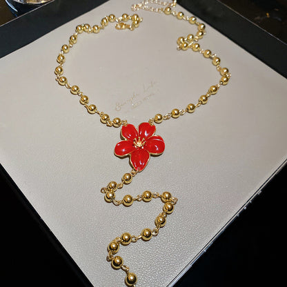 紅色玻璃圓珠項鍊－細節特寫18｜https://igowo.tw/