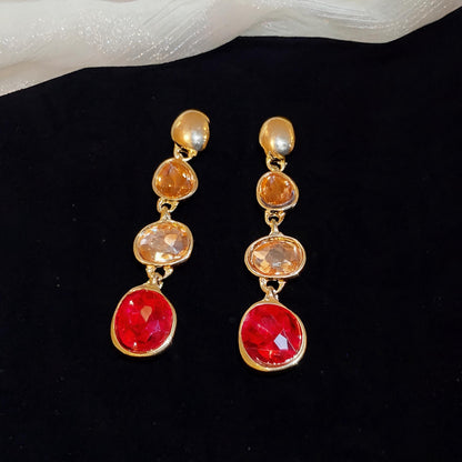 銀針流蘇鑲鑽耳釘