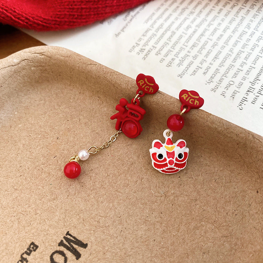 紅色琺瑯方形復古耳環－細節特寫39｜https://igowo.tw/