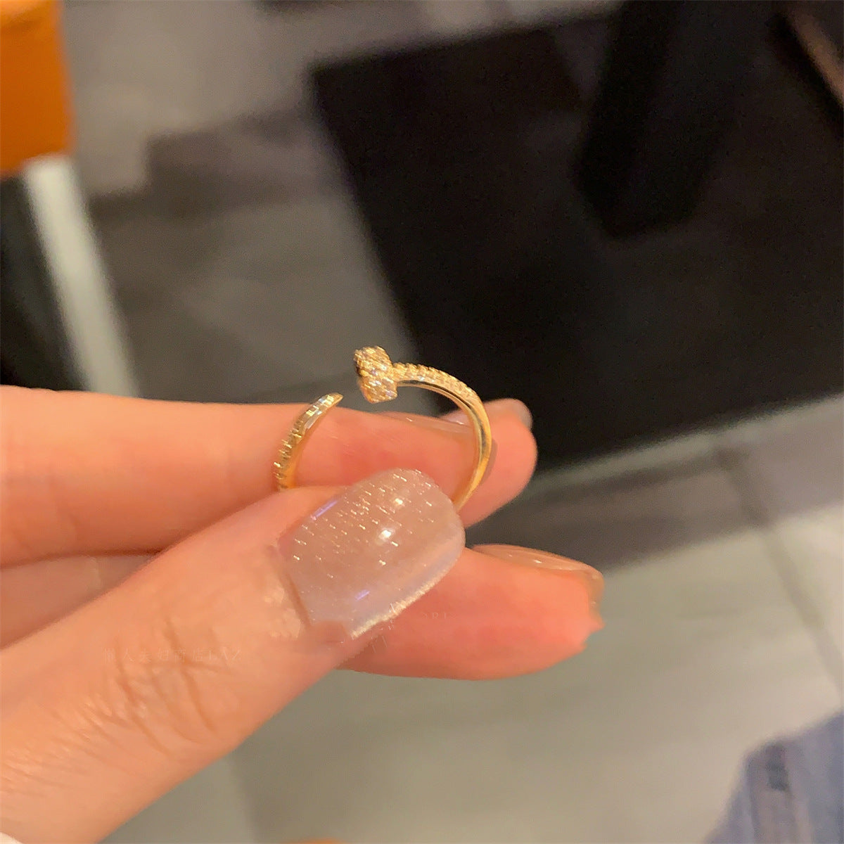 金色鋯石可調式戒指