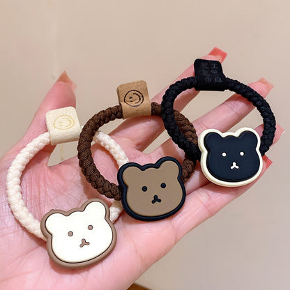 棕色小熊卡通髮圈－米色小熊款細節1｜https://igowo.tw/