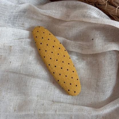 黃色布面波點髮夾