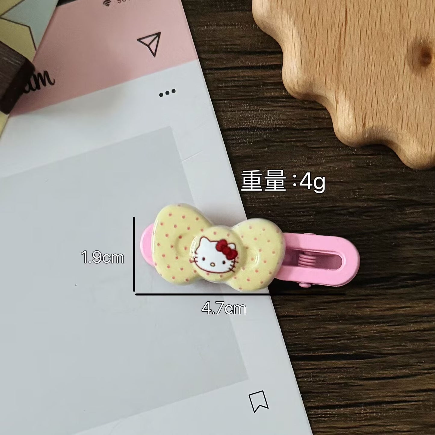 粉色貓咪領結髮夾
