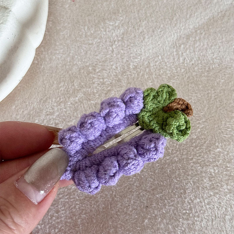 布面葡萄水果髮夾