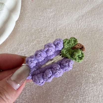 布面葡萄水果髮夾