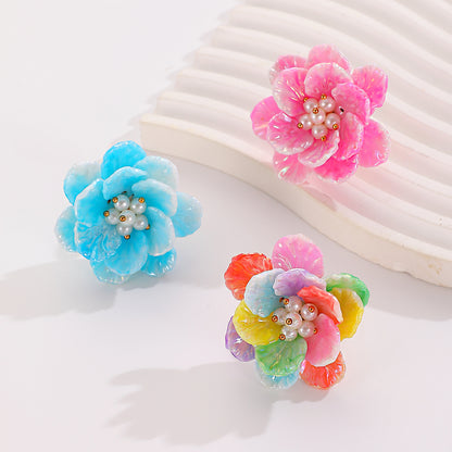 繽紛花朵耳釘－細節特寫4｜https://igowo.tw/