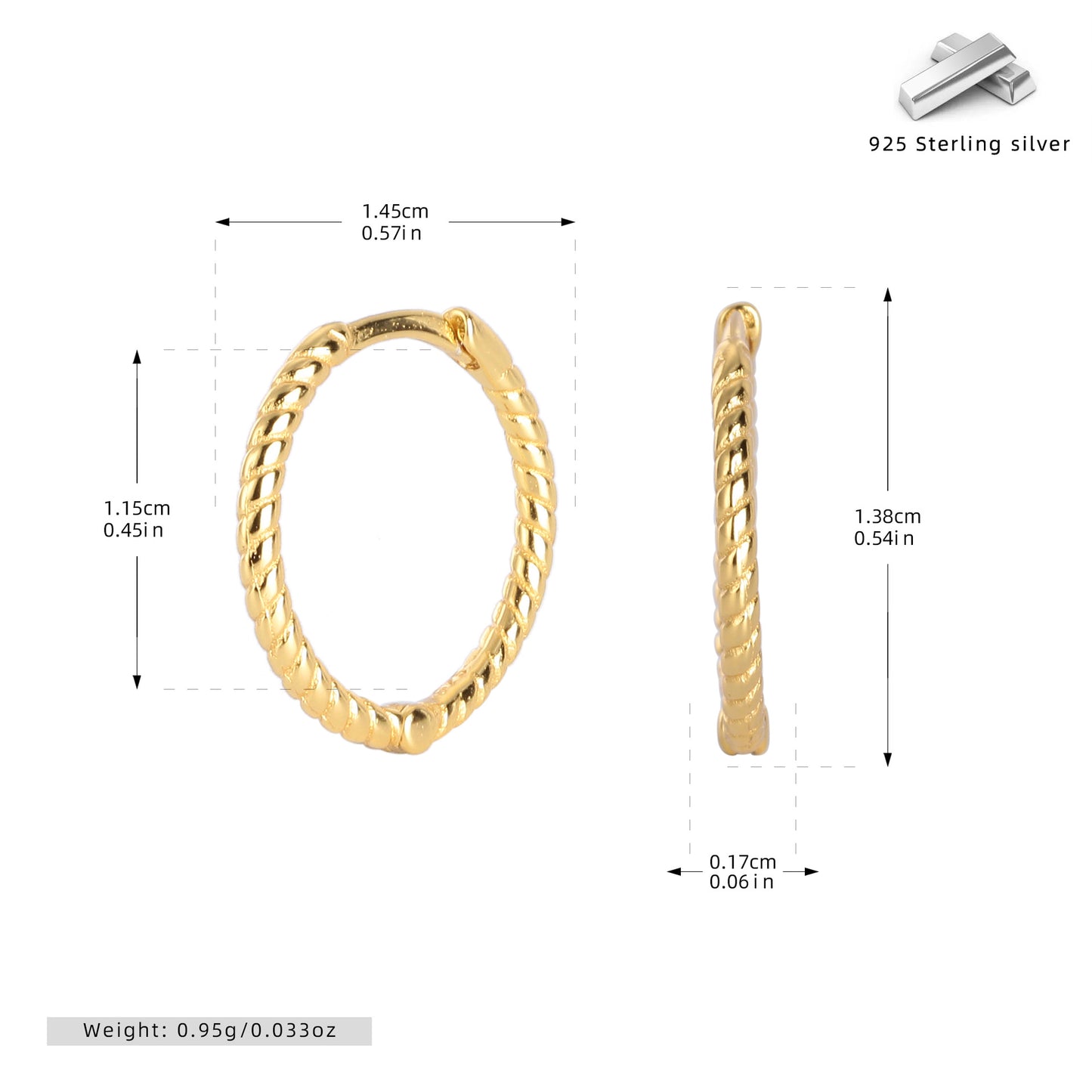 S925 耳環時尚個性麻花扭紋圓圈耳飾小眾高級感飾品