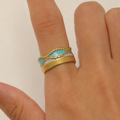 琺瑯不規則可調式戒指－細節特寫7｜https://igowo.tw/