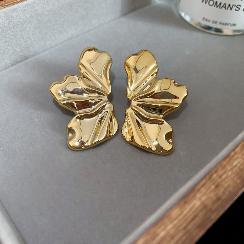銀針亞克力褶皺紋路不規則樹葉耳釘個性跨境耳環小眾設計感耳飾女