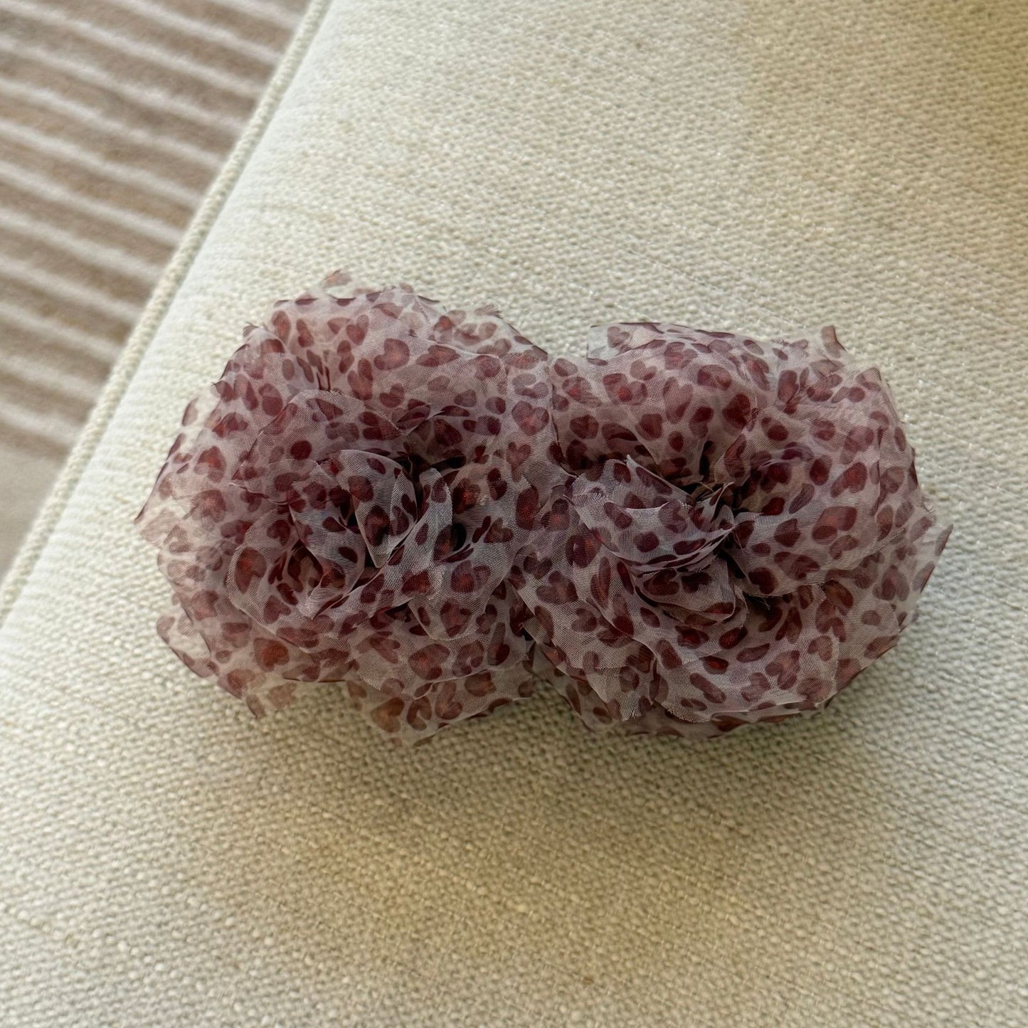 網紗豹紋花朵復古髮夾