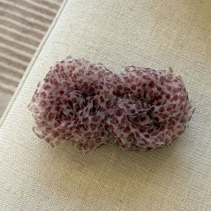 網紗豹紋花朵復古髮夾