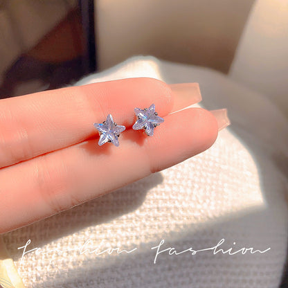S925鋯石星星小巧耳釘