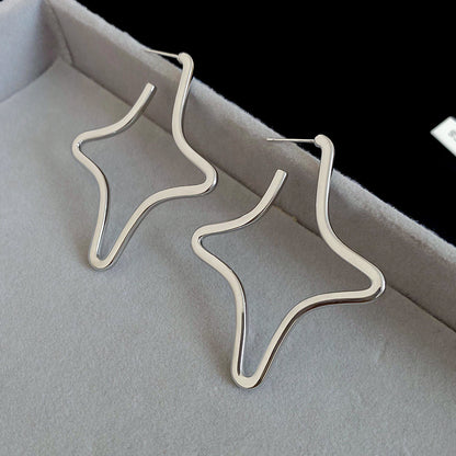 銀針鏤空十字架耳釘個性百搭冷淡風耳環輕奢高級感耳飾設計感小眾