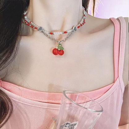 韓國氣質愛心蝴蝶珍珠流蘇項鏈小眾時尚高級感鎖骨鏈百搭項飾