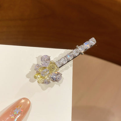 鋯石小熊五角星蝴蝶結發夾女高級感鴨嘴夾側邊碎發劉海夾百搭發飾