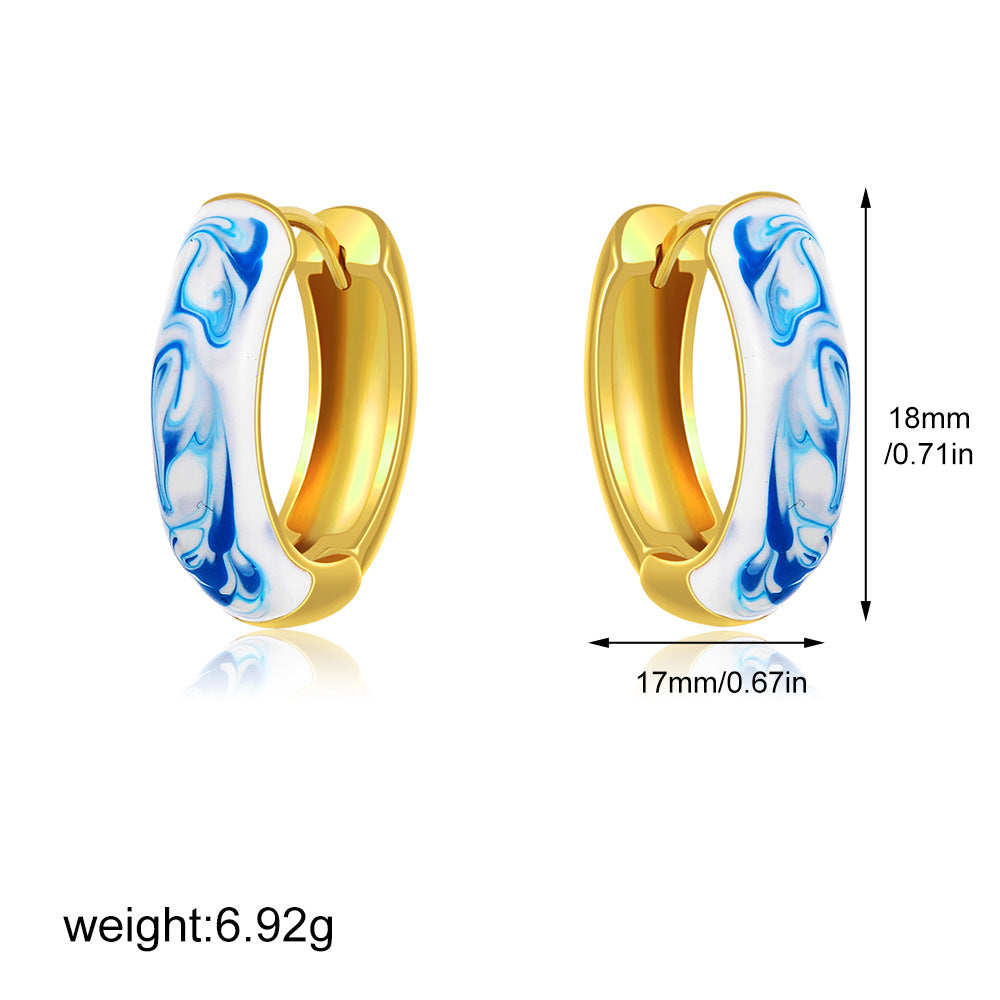金色琺瑯圓圈復古耳環