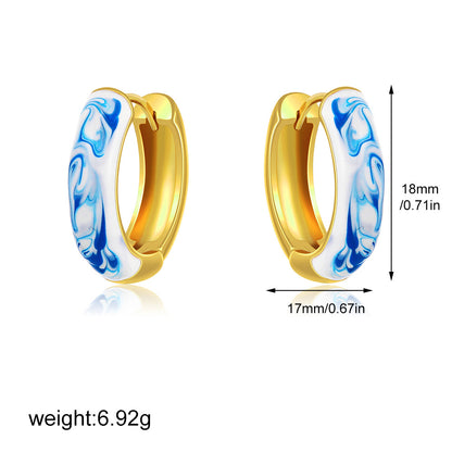 金色琺瑯圓圈復古耳環