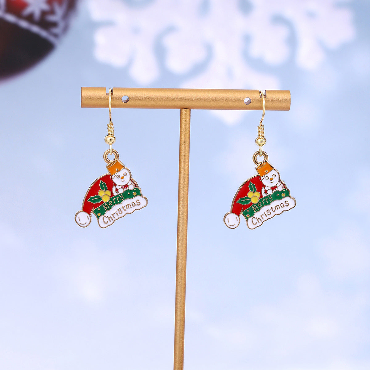 琺瑯小鹿卡通耳環－19/聖誕雪花款細節｜https://igowo.tw/