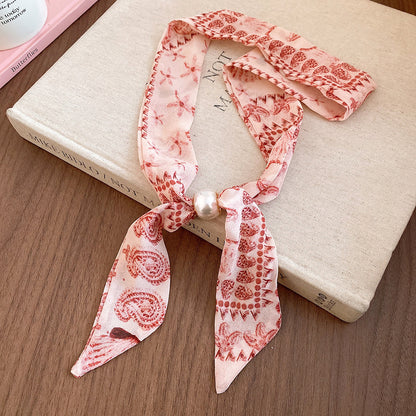 格紋復古簡約項鍊－53#絲巾-玫紅色款細節｜https://igowo.tw/