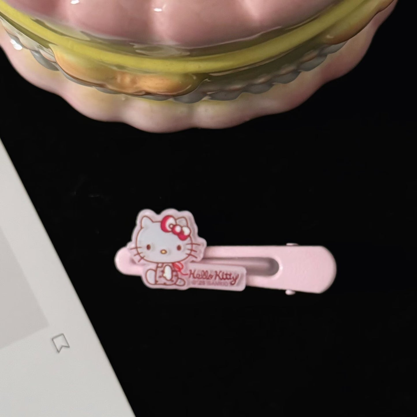 粉色壓克力貓咪髮夾