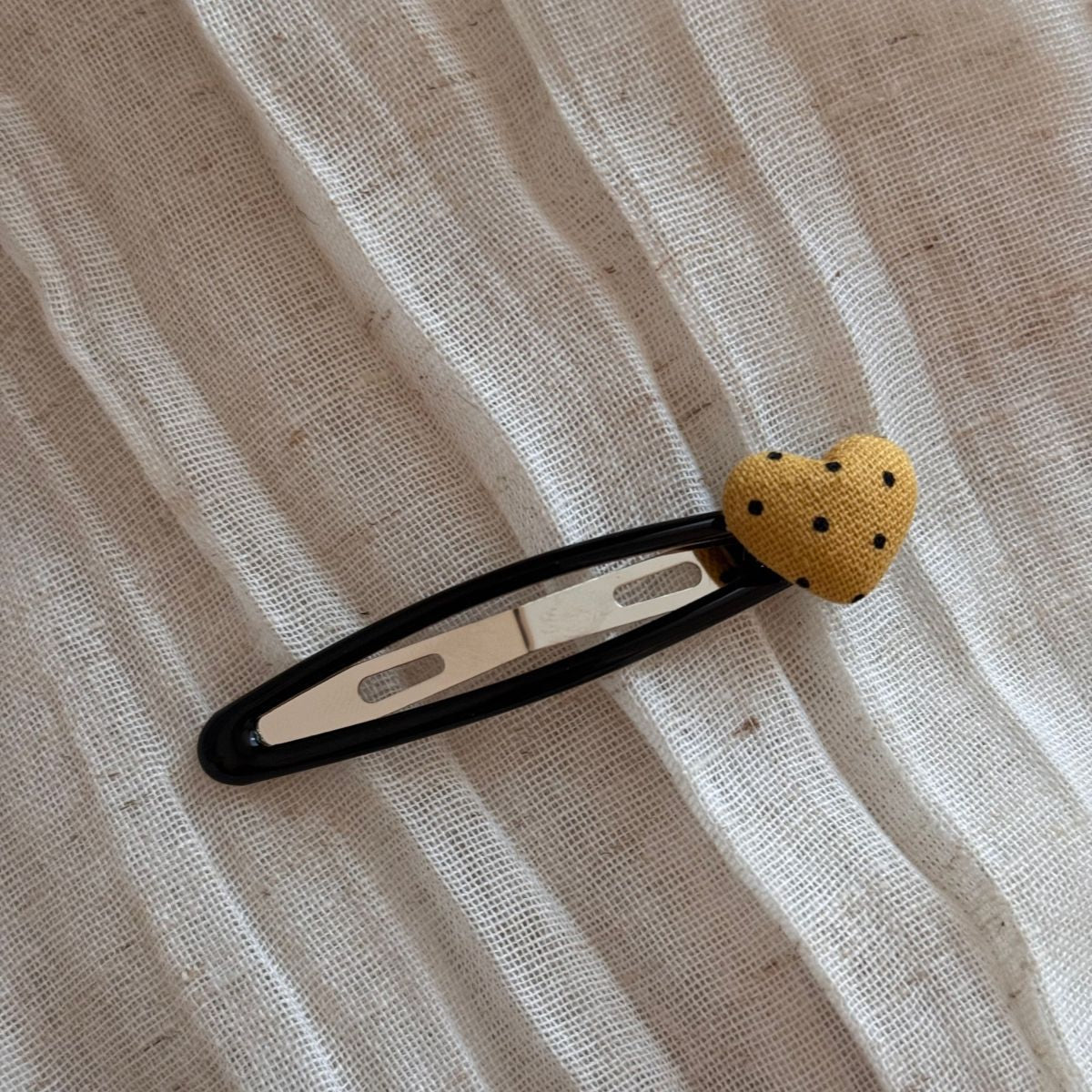 布面愛心格紋髮夾