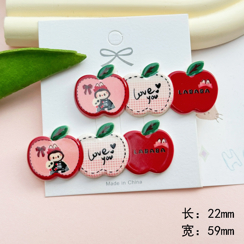 紅色蘋果小狗復古髮夾