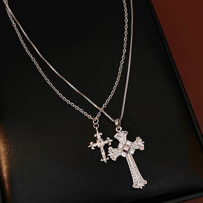 鋯石十字項鍊兩件組