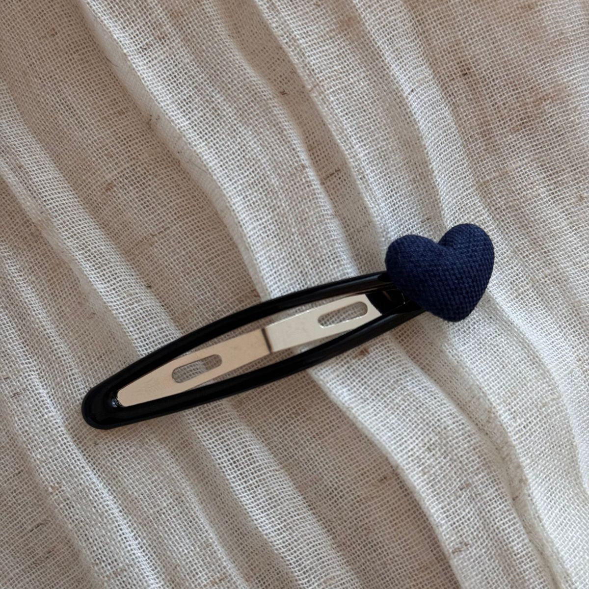 布面愛心格紋髮夾