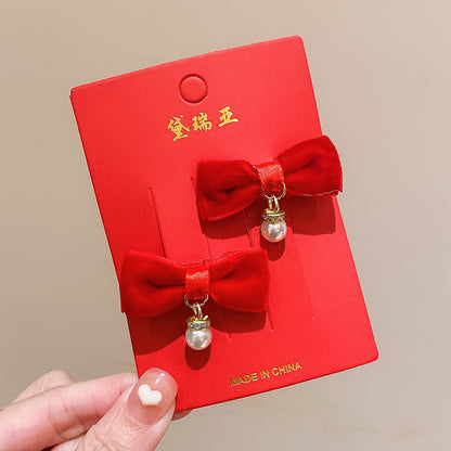 絨面蝴蝶結復古髮夾－細節特寫71｜https://igowo.tw/