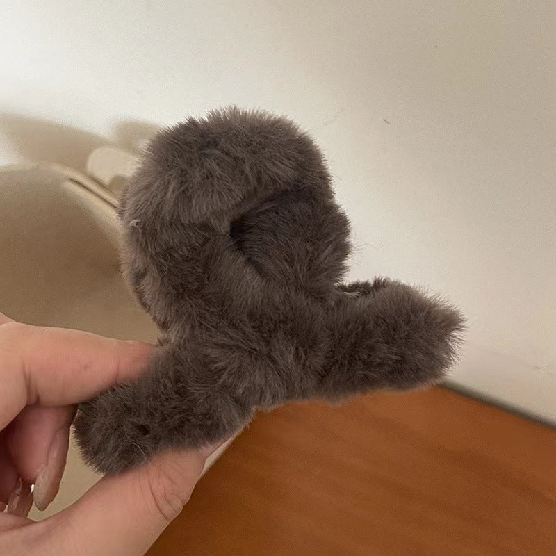 絨面簡約髮夾－卡其款細節8｜https://igowo.tw/