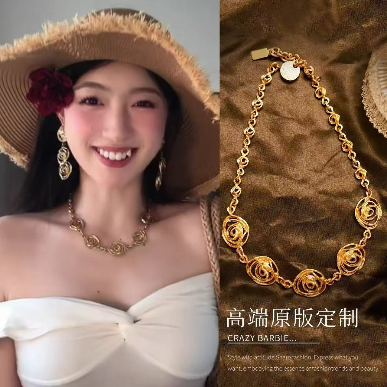 樹脂花朵圓形墜飾項鍊－16#項鍊-銀色-白色-花朵款細節｜https://igowo.tw/