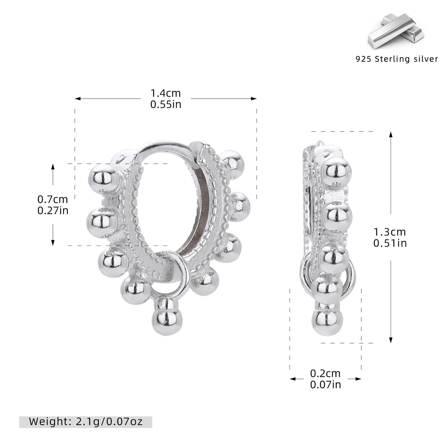 S925 歐美新款耳環個性時尚波點圓珠耳飾輕奢小眾設計飾品