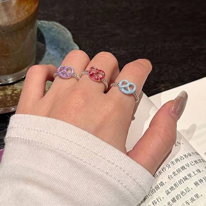 彩色琺瑯扭紋簡約戒指－商品主圖｜https://igowo.tw/