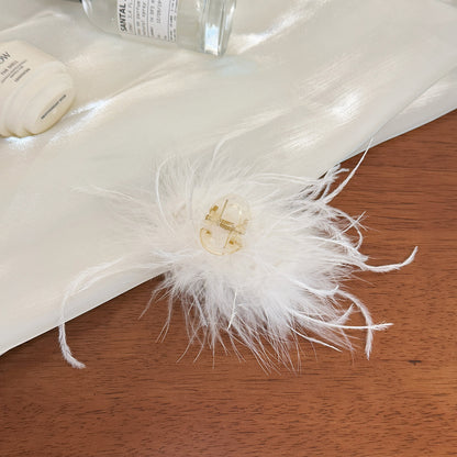 羽毛簡約鯊魚夾－粉色-7cm款細節｜https://igowo.tw/