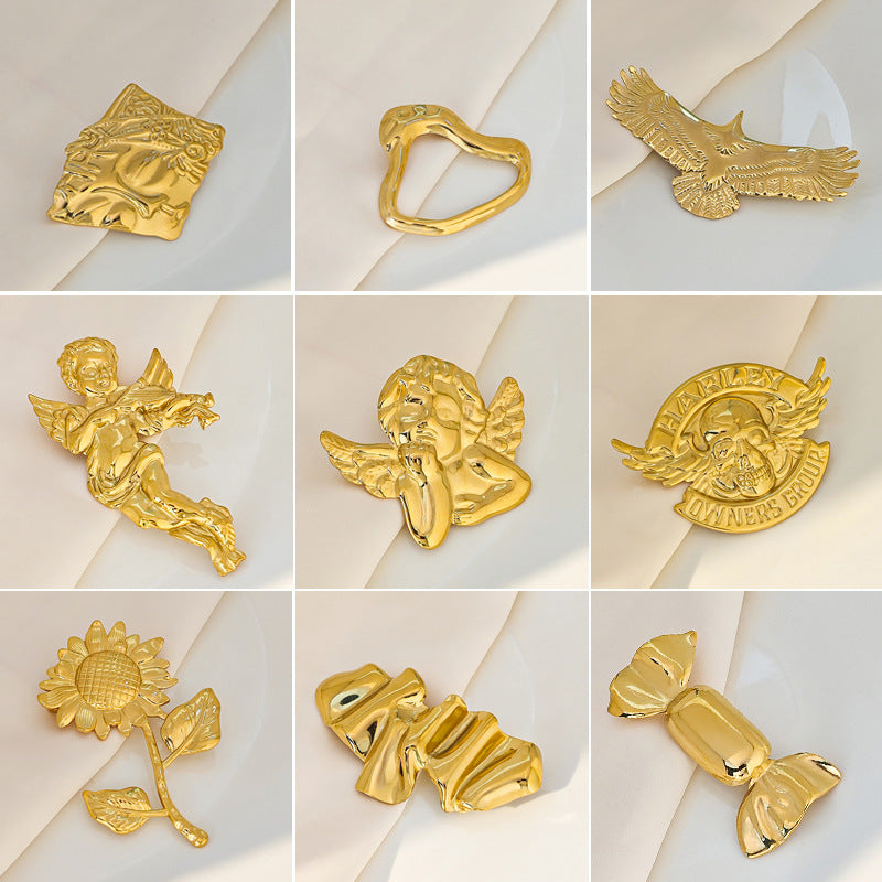 不鏽鋼天使太陽花胸針－商品主圖｜https://igowo.tw/