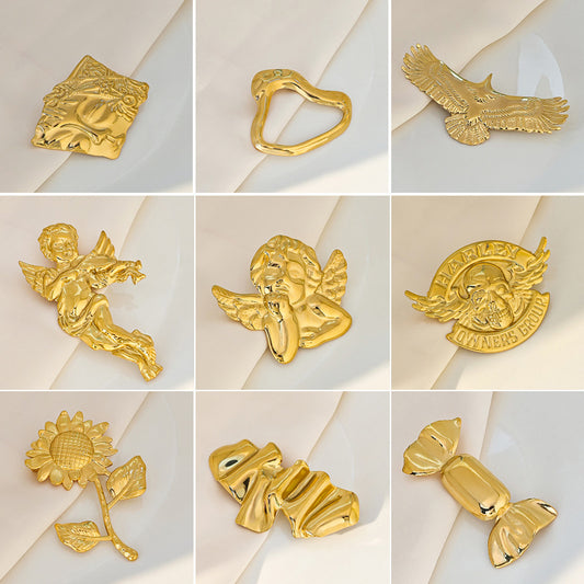 不鏽鋼天使太陽花胸針－商品主圖｜https://igowo.tw/