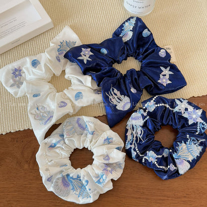 彈力繩大腸圈刺繡髮圈－商品主圖｜https://igowo.tw/