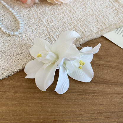 布藝花朵發夾高級感精致優雅海邊度假風側邊夾鴨嘴夾輕奢小眾發飾