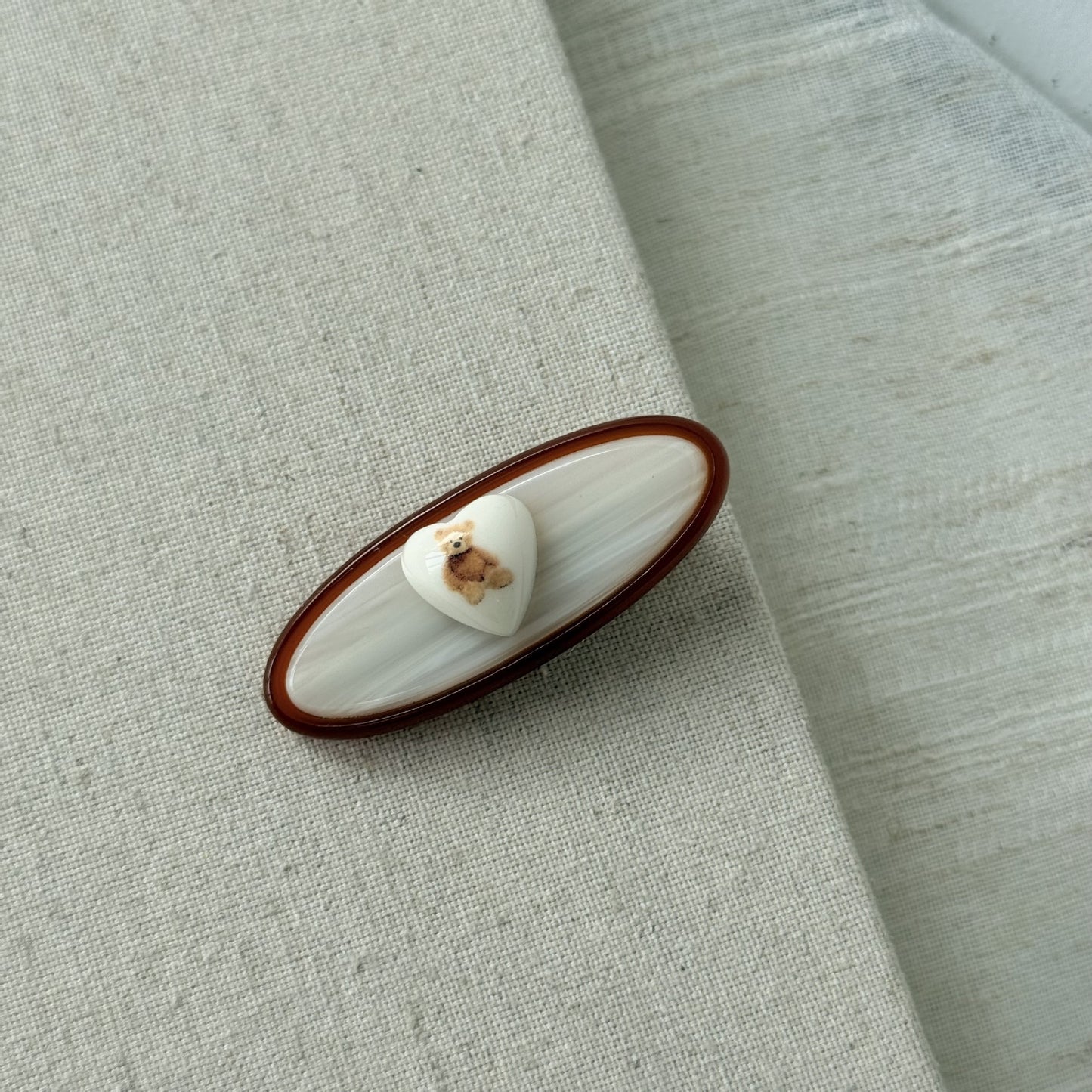 小熊愛心簡約髮夾