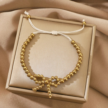 串珠蝴蝶結項鍊耳環組
